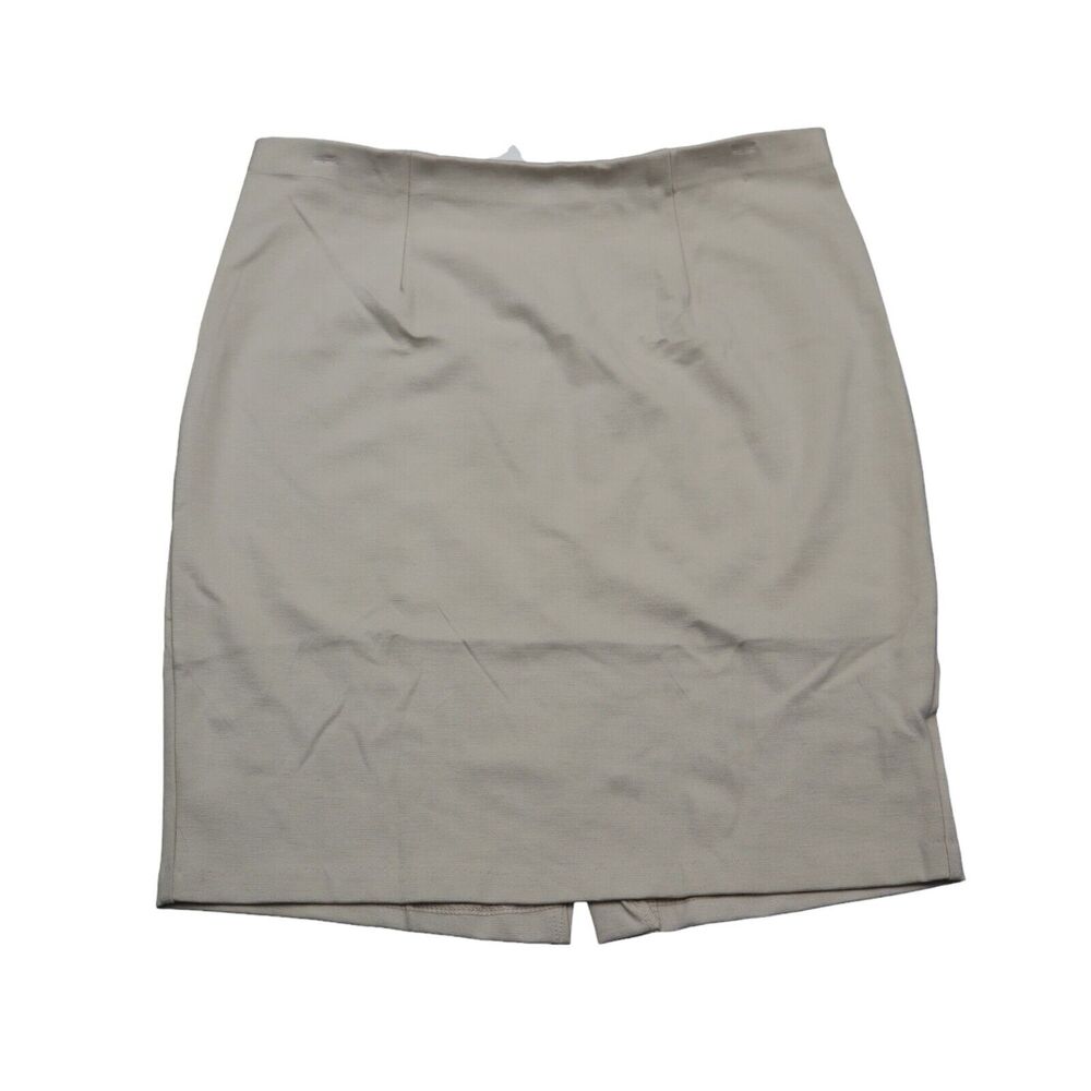 Sky Plus Skirt Womens 1X Beige Plain Flat Front Back Slit Pull On Pencil Cut